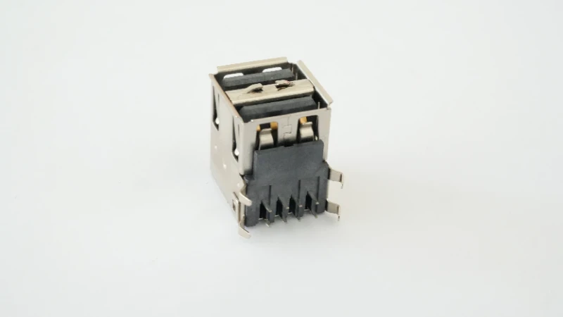 USB 2.0 double-layer 90-degree angled female connector (with double spring)