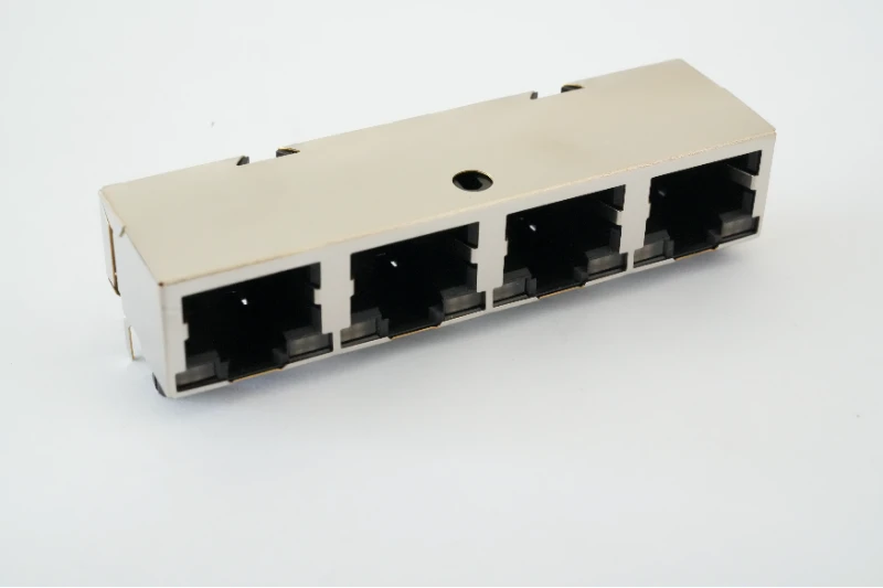 Lower-folding 1×4 port 8P8C RJ45 connector