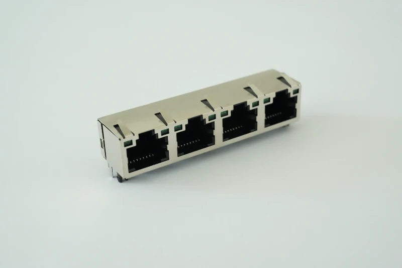 1×4-port through-hole shielded 8P8C RJ45 connector