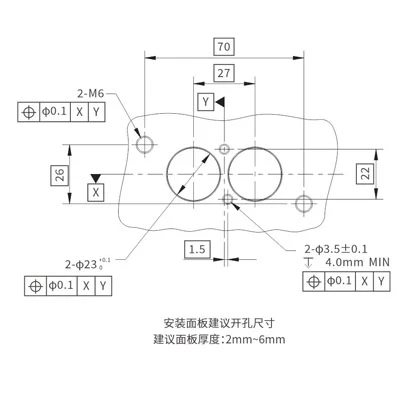 HD02系列180°两芯/三芯过孔连接器 6