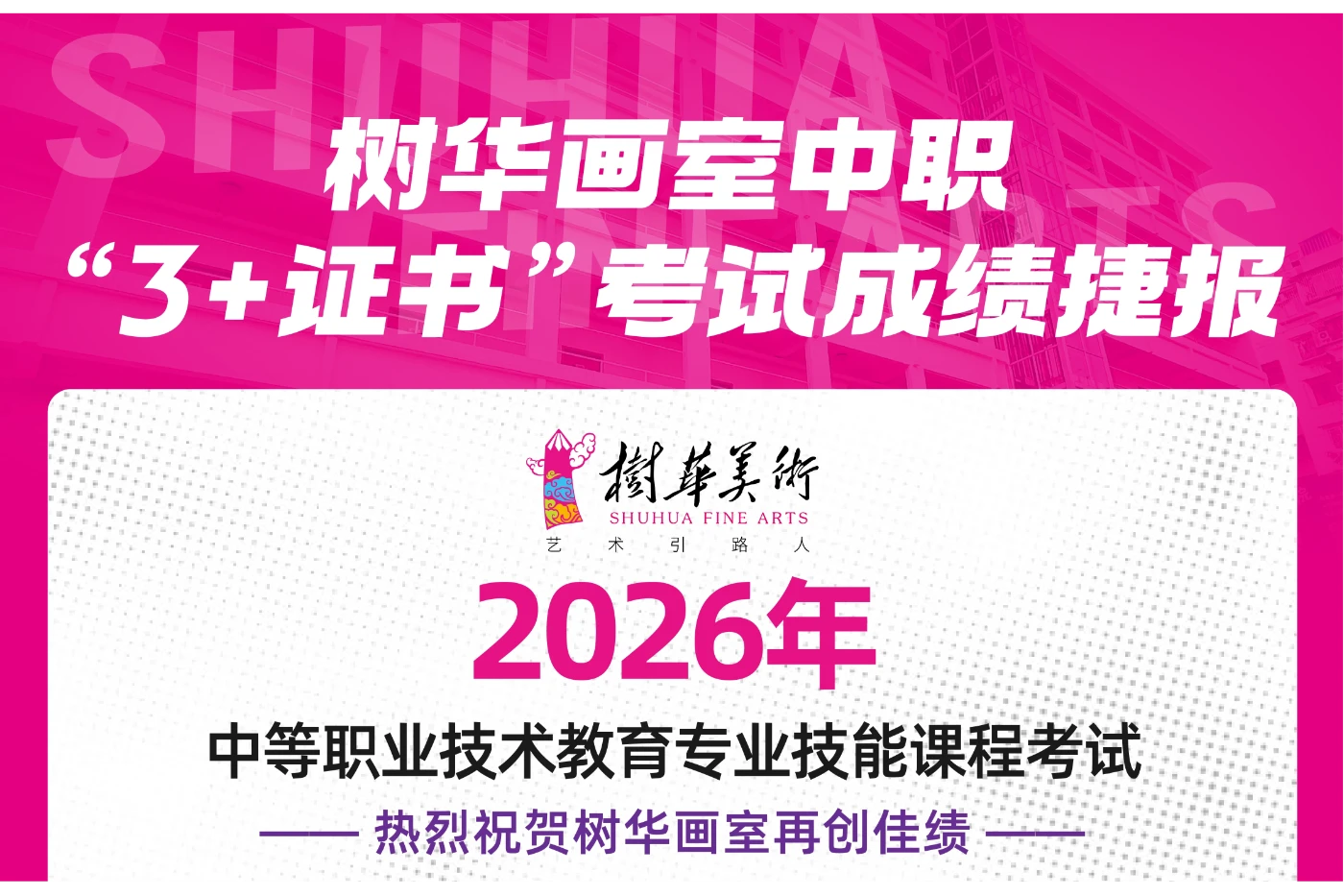 树华画室中职“3+证书”成绩捷报,实力斩获A级特高证书!